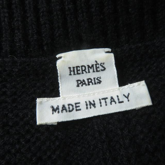 美品☆HERMES エルメス 20AW ウール100％ Hモチーフ 長袖 ニット トップス ブラック 38 イタリア製 正規品 レディース_4