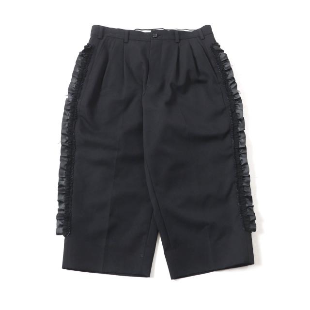 美品★COMME des GARCONS コムデギャルソン GB-P002 ウール100％ サイドフリルデザイン クロップドパンツ ブラック S 正規品 レディース