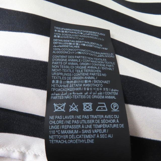 極美品★SAINT LAURENT PARIS サンローランパリ 2022年製 694156 シルク100％ 金ボタン付 ストライプ 長袖シャツ ブラック ベージュ 38 シャツ