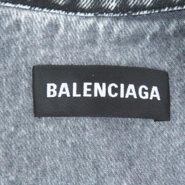 極美品□BALENCIAGA バレンシアガ 20SS 621580 デニム転写プリント ストレッチジャケット ブルゾン ブラック L イタリア製 正規品 メンズ_5
