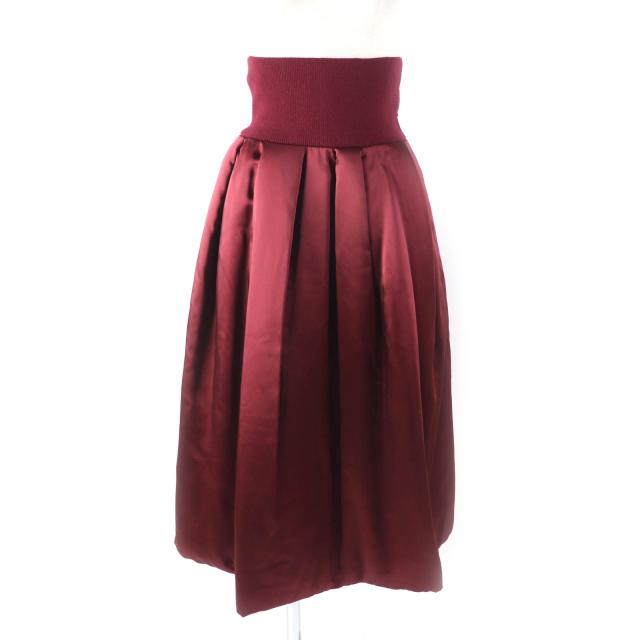 未使用品★JIL SANDER ジルサンダー 中綿入り 膝丈 パファースカート フレアスカート ボルドー 36 イタリア製 正規品 レディース