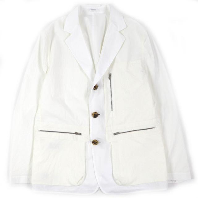 極美品△HERMES エルメス 22SS コットン100％ リバーシブル スタジアム ライトジャケット ホワイト オフホワイト 52 伊製 正規品 メンズ