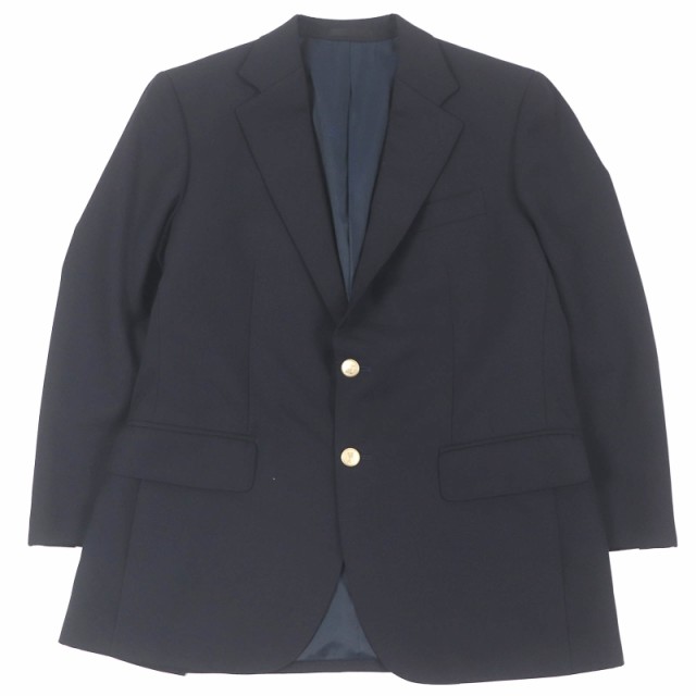 美品□BURBERRY LONDON バーバリーロンドン カシミヤ混 金ボタン 紺ブレザー テーラードジャケット ネイビー 94-84-165 日本製 正規品