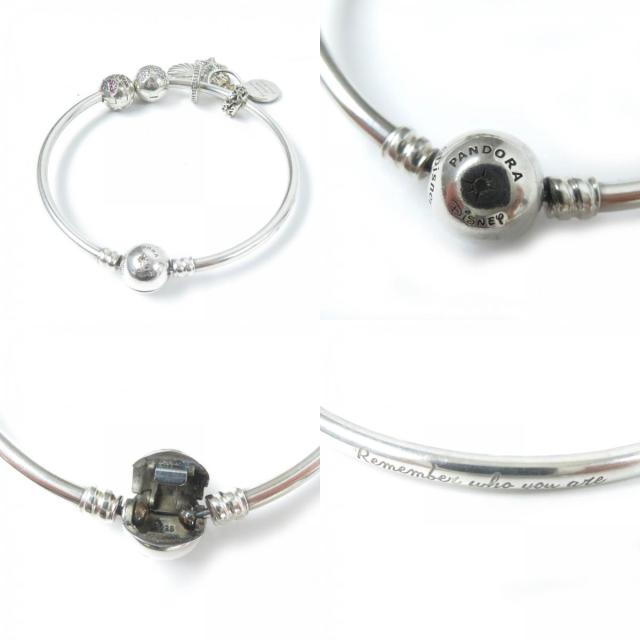 美品☆Pandora Disney パンドラ ディズニー チャーム4個 レザーダブルブレスレット リング2個・バングル2個セット SV925 レディース_7