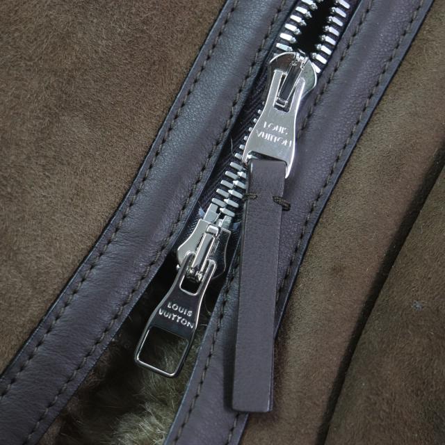 良品▼LOUIS VUITTON ルイヴィトン フーデッド ダブルジップアップ ムートンコート ブラウン 54 ハンガー・ガーメント付き 正規品 メンズ 良品▽LOUIS VUITTON ルイヴィトン フーデッド ダブルジップアップ