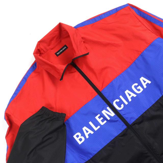 美品○BALENCIAGA バレンシアガ 534317 ロゴプリント オーバーサイズ ジップアップ ポプリンジャケット トラックジャケット 52　正規品_1