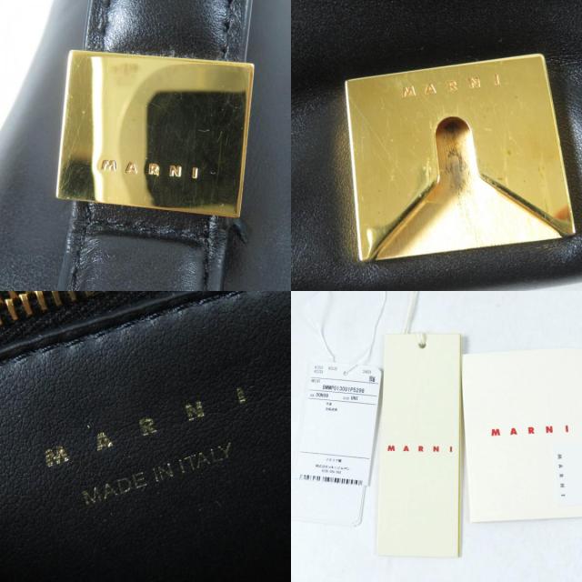 美品☆MARNI マルニ 2021年製 BMMP0130U1 PRISMA パファー 2WAY レザー ハンド・ショルダーバッグ ブラック 保存袋付 伊製 レディース_8