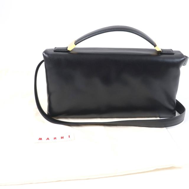 美品☆MARNI マルニ 2021年製 BMMP0130U1 PRISMA パファー 2WAY レザー ハンド・ショルダーバッグ ブラック 保存袋付 伊製 レディース_1