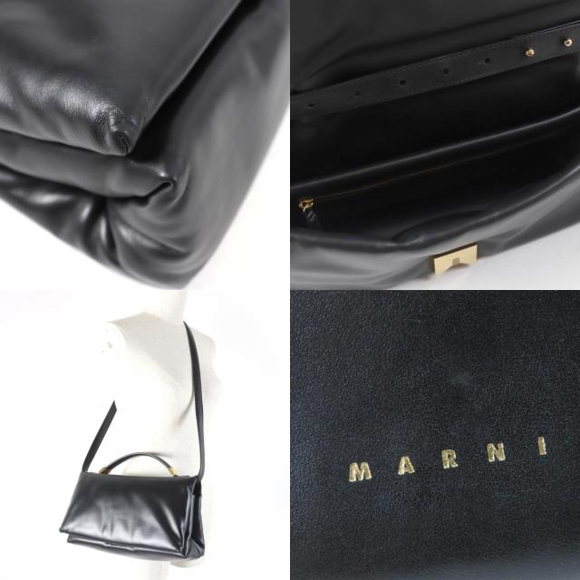 美品☆MARNI マルニ 2021年製 BMMP0130U1 PRISMA パファー 2WAY レザー ハンド・ショルダーバッグ ブラック 保存袋付 伊製 レディース_7