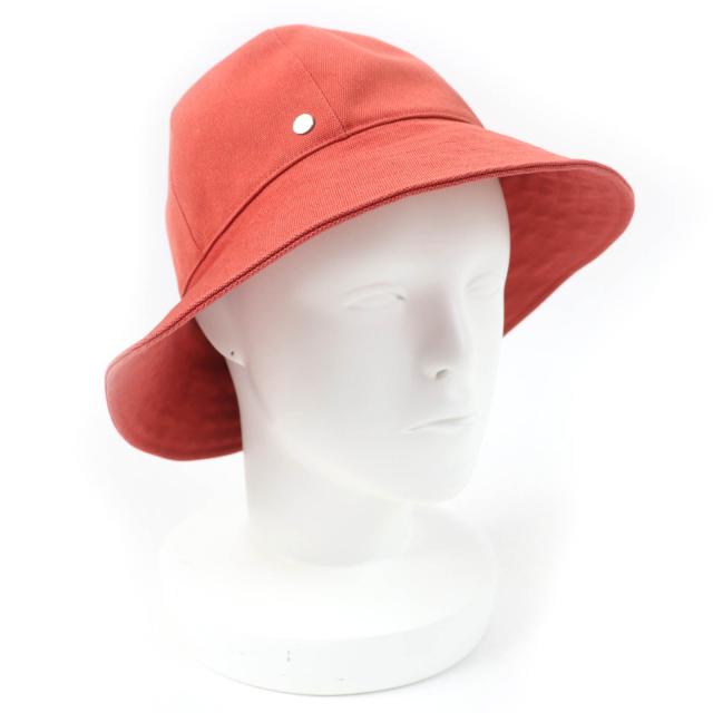 極美品☆HERMES エルメス セリエ金具 コットン100％・キャンバス地 ハット 帽子 オレンジ系 57 フランス製 正規品 レディース