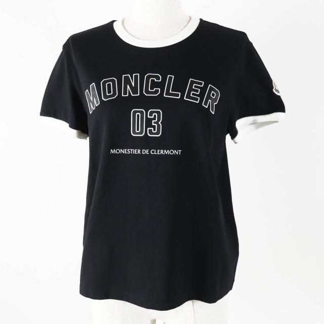 MONCLER 黒 半袖Tシャツ ワッペン レディース MONCLER 黒 半袖Tシャツ ワッペン レディース