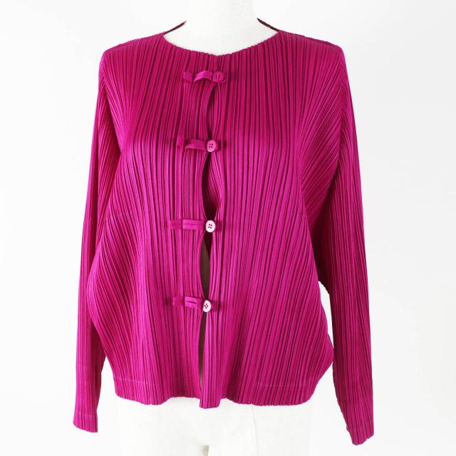 イッセイミヤケ PLEATS PLEASE ピンク 上着 カーディガン プリーツ