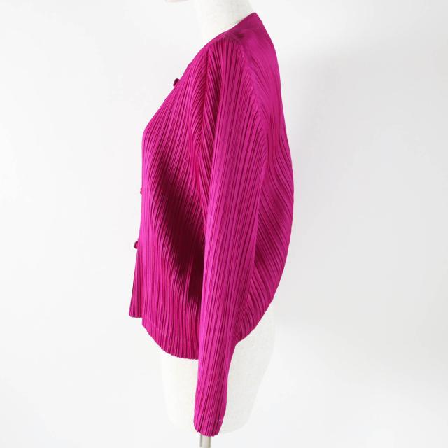 極美品✨PLEATS PLEASE プリーツ　ノーカラー　カーディガン　ピンク 極美品✨PLEATS PLEASE プリーツ ノーカラー カーディガン ピンク