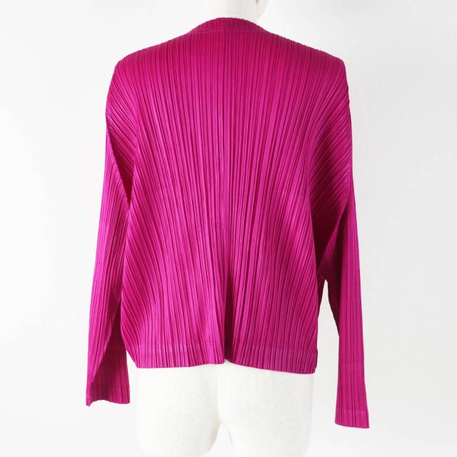 イッセイミヤケPLEATS PLEASE カーディガン ピンク イッセイミヤケ