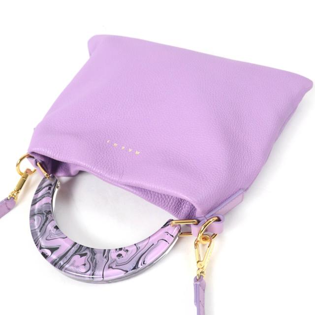 極美品☆MARNI マルニ 2024年製 Venice スモールバッグ トップハンドル レザー 2WAY ハンド・ショルダーバッグ パープル 伊製 レディース_5