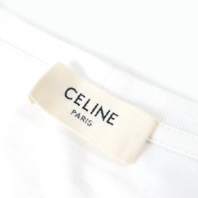 美品△CELINE セリーヌ 2X314916G コットン100％ ロゴプリント クルーネック 半袖Ｔシャツ ホワイト ブラック L 正規品 レディース_4