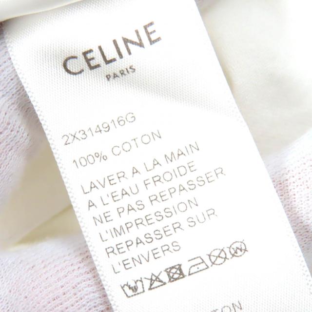 美品△CELINE セリーヌ 2X314916G コットン100％ ロゴプリント クルーネック 半袖Ｔシャツ ホワイト ブラック L 正規品 レディース_6