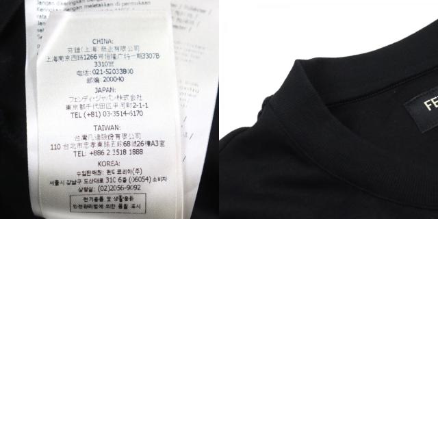 極美品○FENDI フェンディ 2023年製 FY1217 ロゴ入り スパンコール クルーネック 半袖Ｔシャツ ブラック系 M イタリア製 正規品 メンズ_9