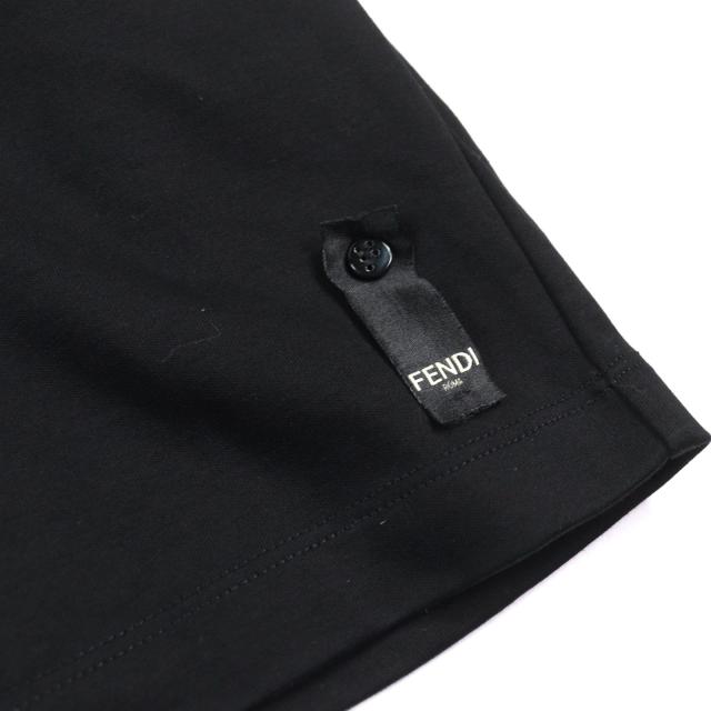 極美品○FENDI フェンディ 2023年製 FY1217 ロゴ入り スパンコール クルーネック 半袖Ｔシャツ ブラック系 M イタリア製 正規品 メンズ_4