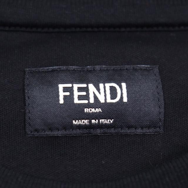 極美品○FENDI フェンディ 2023年製 FY1217 ロゴ入り スパンコール クルーネック 半袖Ｔシャツ ブラック系 M イタリア製 正規品 メンズ_5