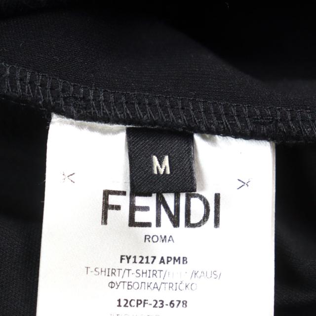 極美品○FENDI フェンディ 2023年製 FY1217 ロゴ入り スパンコール クルーネック 半袖Ｔシャツ ブラック系 M イタリア製 正規品 メンズ_6