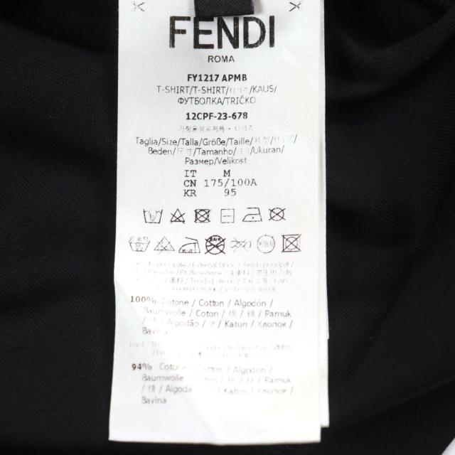 極美品○FENDI フェンディ 2023年製 FY1217 ロゴ入り スパンコール クルーネック 半袖Ｔシャツ ブラック系 M イタリア製 正規品 メンズ_7