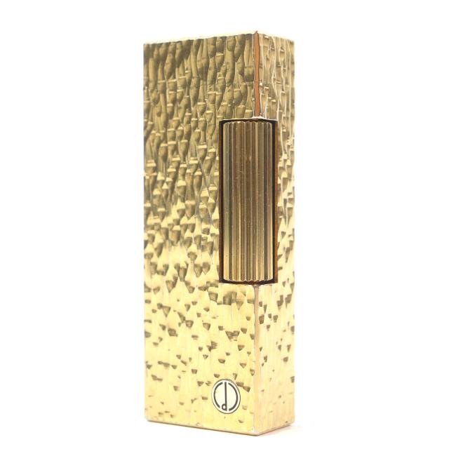 美品□Dunhill ダンヒル 総柄 スクエア型 ロゴ入り ローラー式 ガスライター 喫煙具 ゴールド スイス製 メンズ レディース 着火確認済み