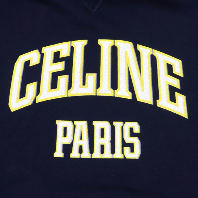 美品☆CELINE セリーヌ 24SS 2Y70F6700Q クラック加工 コットンフリース オーバーサイズ フーディ パーカー S 正規品_4