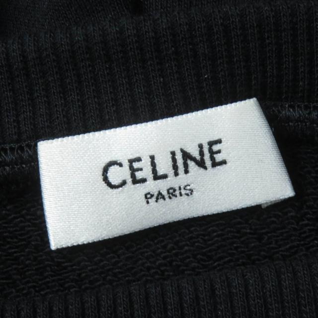 美品☆CELINE セリーヌ 24SS 2Y70F6700Q クラック加工 コットンフリース オーバーサイズ フーディ パーカー S 正規品_5