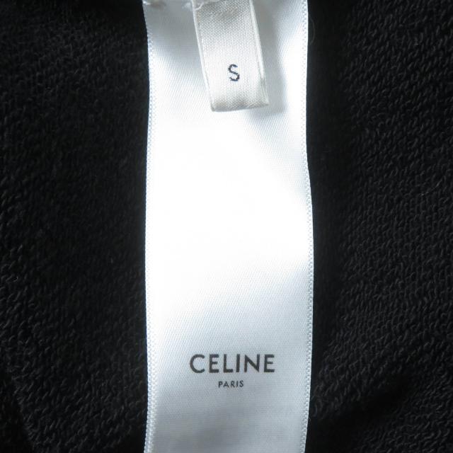 美品☆CELINE セリーヌ 24SS 2Y70F6700Q クラック加工 コットンフリース オーバーサイズ フーディ パーカー S 正規品_6