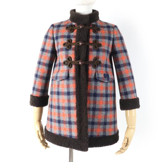 極美品☆GUCCI グッチ 20AW 633365 Rave Like You Are Five クルミボタン GGロゴ刺繍 チェック柄 コート マルチ 36 正規品 レディース