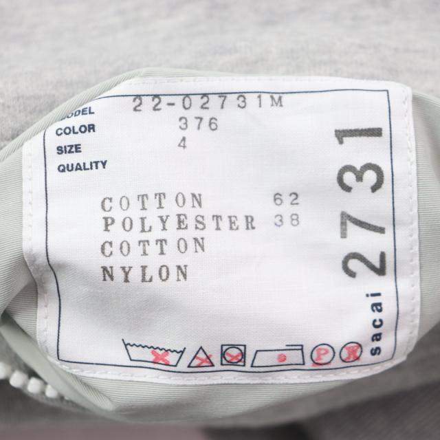 極美品▼Sacai サカイ 22SS 22-02731M Sponge Sweat Pullover クルーネック スウェット プルオーバー グレー 4 日本製 正規品 メンズ_4