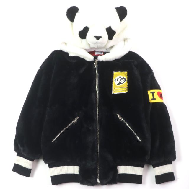 極美品▼ドルチェ＆ガッバーナ 呪術廻戦 22SS 19AGLZ パンダフェイクファー 中綿入 ボアパーカー フーデッド ZIPUP ジャケット XS 正規品