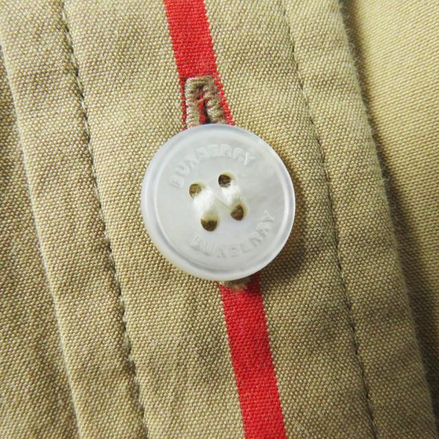 美品◎BURBERRY バーバリー 8011359 コットン アイコンストライプ 長袖シャツ ベージュ 36 正規品 レディース