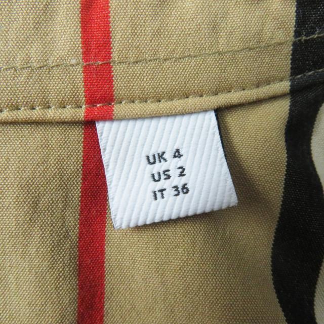 美品◎BURBERRY バーバリー 8011359 コットン アイコンストライプ 長袖シャツ ベージュ 36 正規品 レディース