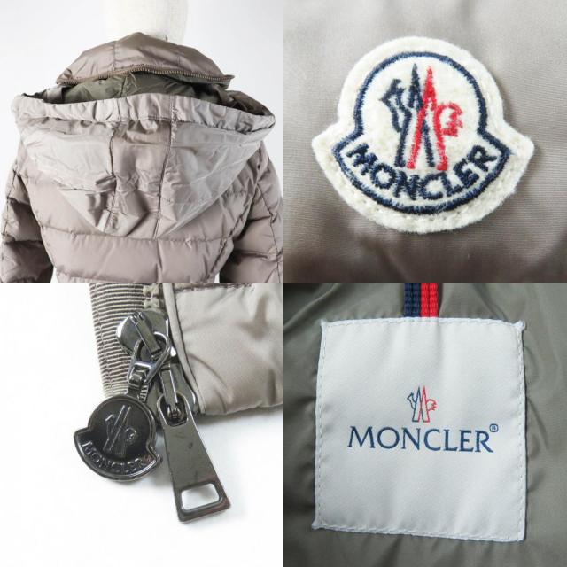 美品◎MONCLER モンクレール FLAMMETTE フラメッテ 美シルエット ワッペン・フード付 ロング ダウンコート ベージュ 00 正規品 レディース_6
