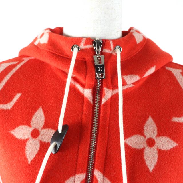 極美品★ルイヴィトン 22SS シルク混 リバーシブル ジャイアントモノグラム レザー使い フーデッド コート 38 ハンガー・ガーメント付_3