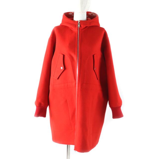 極美品★ルイヴィトン 22SS シルク混 リバーシブル ジャイアントモノグラム レザー使い フーデッド コート 38 ハンガー・ガーメント付_4