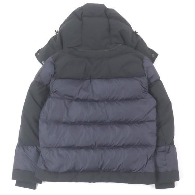 美品□MONCLER モンクレール 21AW JOFFE GIUBBOTTO デカロゴラバーワッペン フーデッド ダウンジャケット ネイビー 0 正規品 メンズ_3