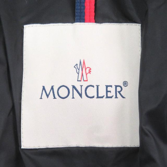 美品□MONCLER モンクレール 21AW JOFFE GIUBBOTTO デカロゴラバーワッペン フーデッド ダウンジャケット ネイビー 0 正規品 メンズ_6