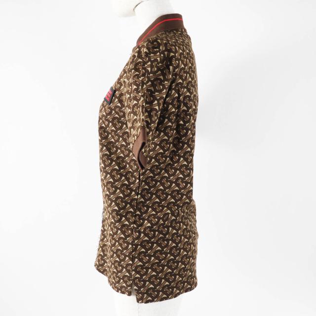 美品◎BURBERRY バーバリー 8018544 TBモノグラム ラバーロゴワッペン付き 半袖ポロシャツ ブラウン XXS 正規品 レディース_2