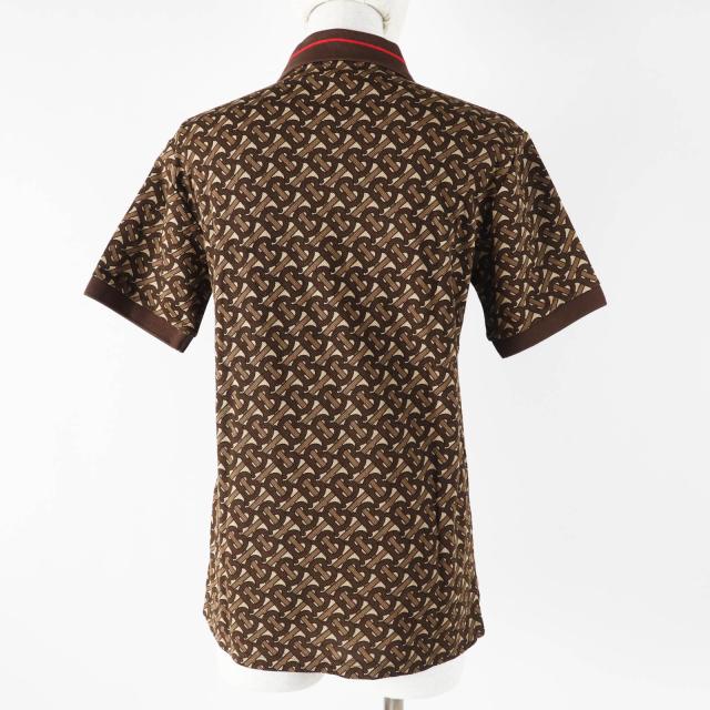 美品◎BURBERRY バーバリー 8018544 TBモノグラム ラバーロゴワッペン付き 半袖ポロシャツ ブラウン XXS 正規品 レディース_3