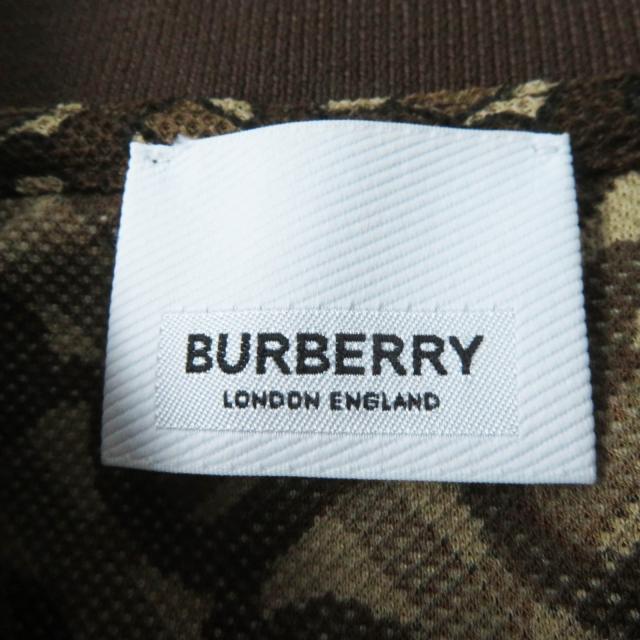 美品◎BURBERRY バーバリー 8018544 TBモノグラム ラバーロゴワッペン付き 半袖ポロシャツ ブラウン XXS 正規品 レディース_6