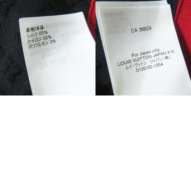 極美品◎LOUIS VUITTON ルイヴィトン シルク エンボスモノグラム 　スポーティー タンクトップ ブラック レッド ゴールド金具 S 正規品_9