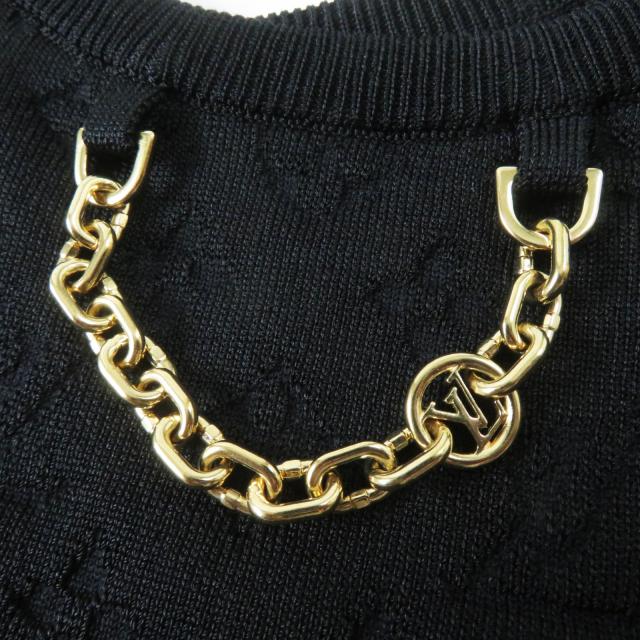 極美品◎LOUIS VUITTON ルイヴィトン シルク エンボスモノグラム 　スポーティー タンクトップ ブラック レッド ゴールド金具 S 正規品_4