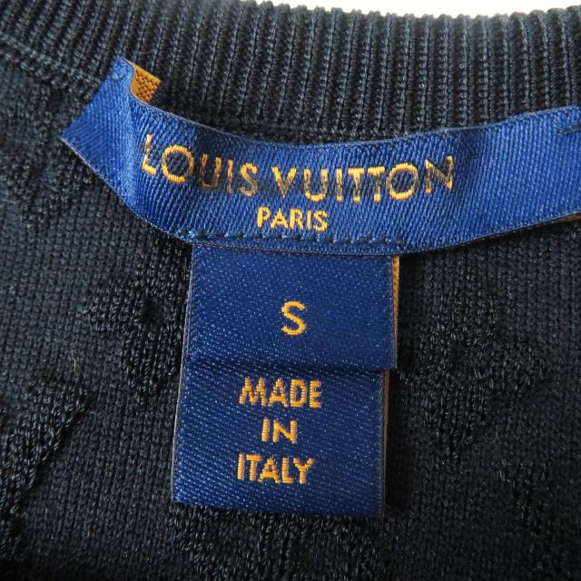 極美品◎LOUIS VUITTON ルイヴィトン シルク エンボスモノグラム 　スポーティー タンクトップ ブラック レッド ゴールド金具 S 正規品_5