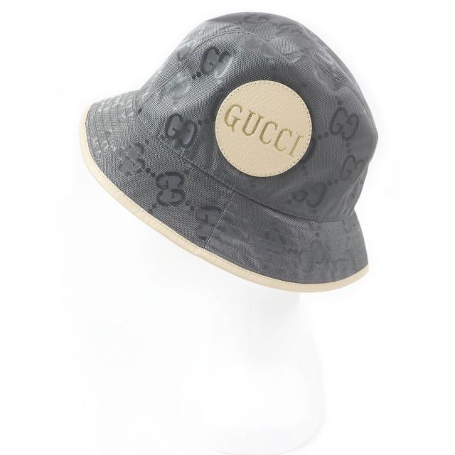 極美品□GUCCI グッチ 627115 Off The Grid GGロゴ総柄 レザーパイピング バケットハット 帽子 グレー S/57cm イタリア製 正規品 メンズ_1