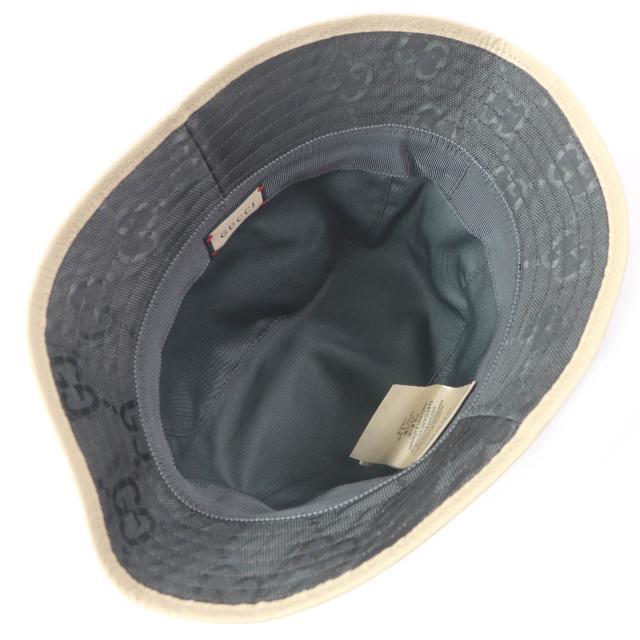 極美品□GUCCI グッチ 627115 Off The Grid GGロゴ総柄 レザーパイピング バケットハット 帽子 グレー S/57cm イタリア製 正規品 メンズ_3