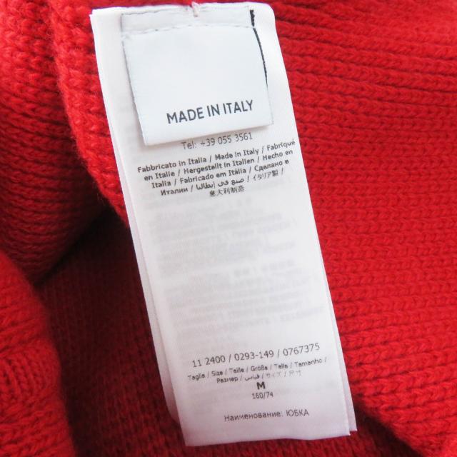 極美品◎Salvatore Ferragamo サルヴァトーレフェラガモ ウール カシミヤ ロゴプレート付 ひざ丈 Aライン ニットスカート レッド M 正規品 極美品◎Salvatore Ferragamo サルヴァトーレフェラガモ ウール