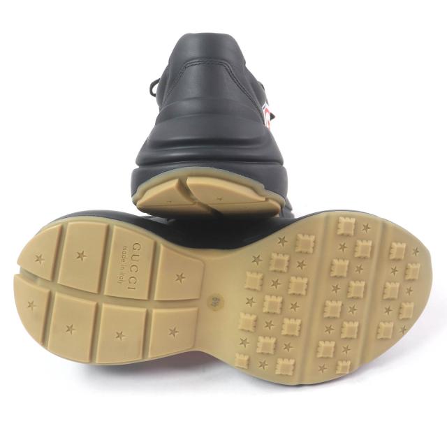 未使用品□GUCCI グッチ 523609 ライトン ロゴ入り レザー ローカットスニーカー ダッドシューズ ブラック 6.5 箱・保存袋付 イタリア製_4